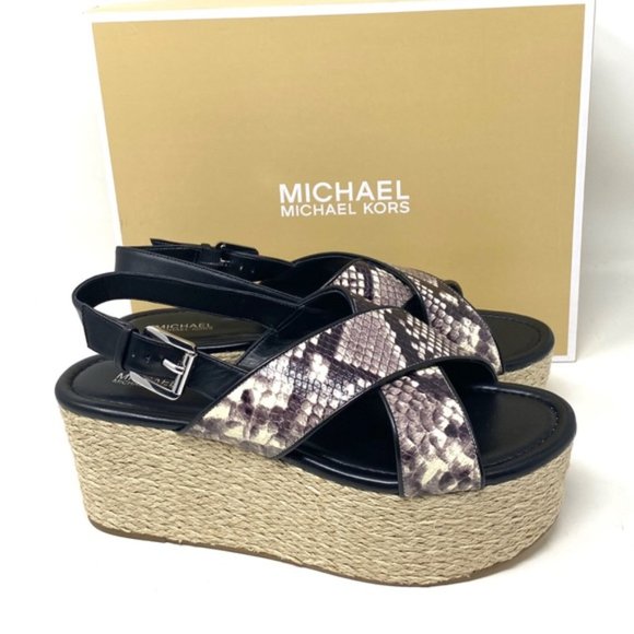 💖MEGA SALE💖Michael Kors Women's Size Sandal Jodi Mid Wedge Leather 40S8JOFS1E - Picture 5 of 15